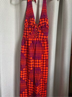 Vintage 60s Psychedelic Halter Maxi Dress